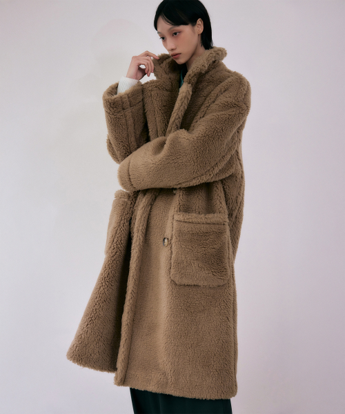 Длинное шерстяное пальто оверсайз Teddy Bear [Brown]