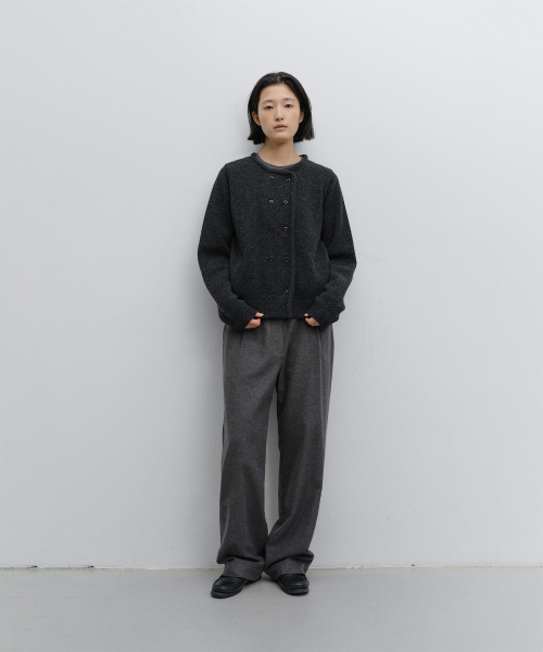 w. Yark wool Tie-up Easy Pants (Heather Charcoal)