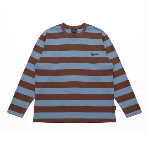 Striped Round лонгслив футболка Brown/Sky Blue