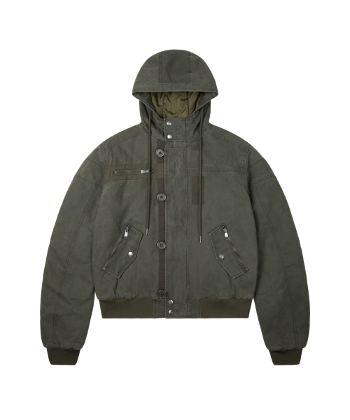 아캄(AAKAM) Button Placket Cotton Ma-1 Jacket (Khaki) - 사이즈