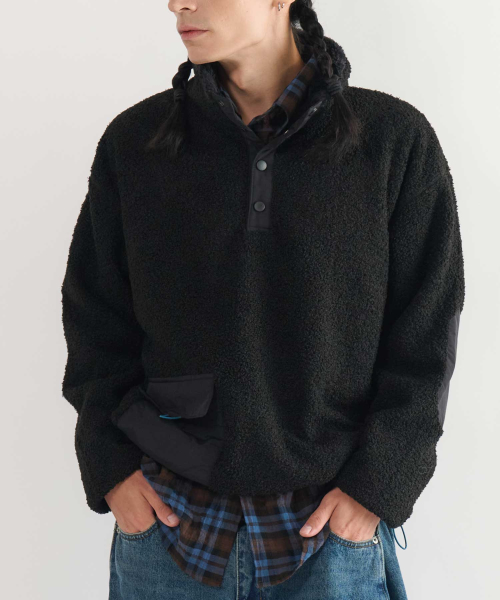 쉘파 하이넥 아노락 퍼플리스_블랙
