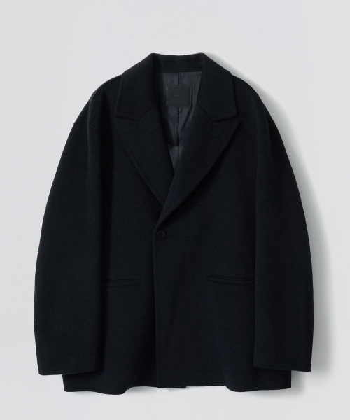 One Button Cashmere Blend Handmade jacket_Navy