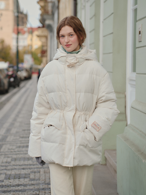 RABI утиный пуховик полудлина — Ivory