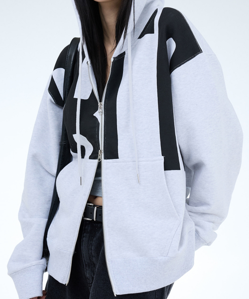LOGO GRAPHIC OVER HOODIE ZIP-UP-2COLOR