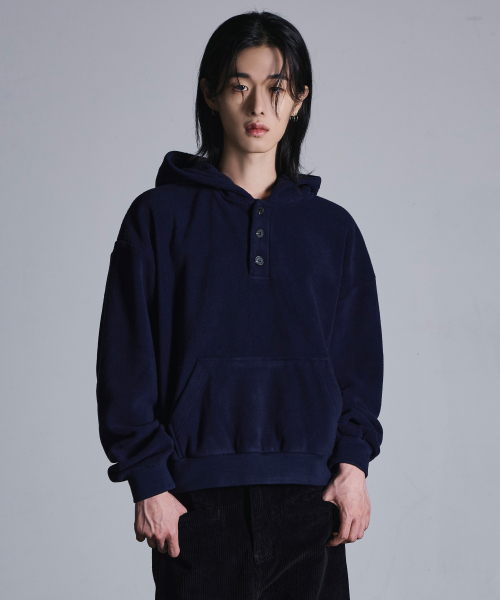 Флисовое худи на пуговицах [Navy]