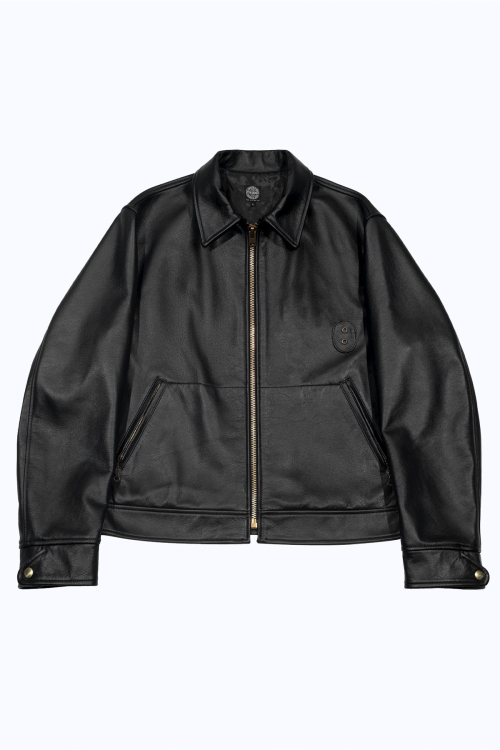 Police patrol jacket - Black split leather