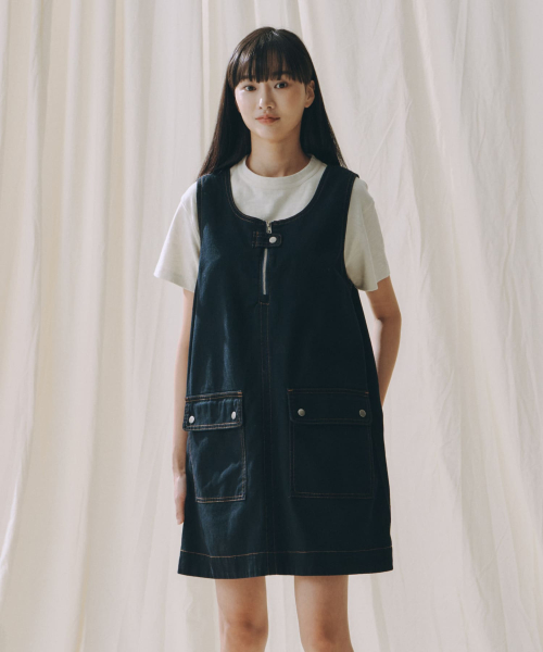 UTILITY POCKET OVERALL SKIRT NAVY