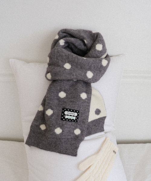 DOT KNIT MUFFLER - 도트 니트 머플러 [ LIGHT GRAY ]