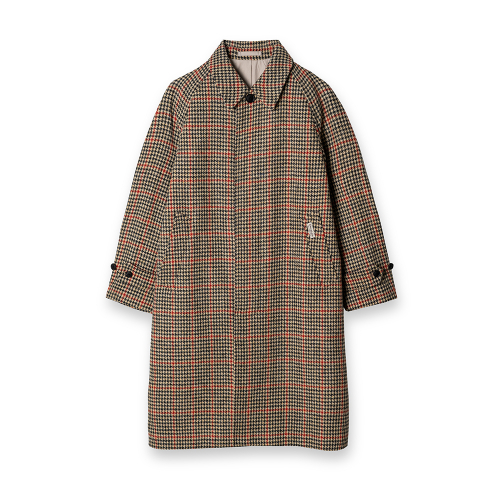 HARRIS TWEED HOUNDSTOOTH BALMACAAN COAT (BEIGE)