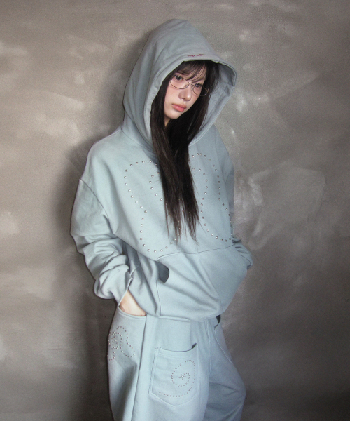 MUSINSA公式 | MIRECO SYMBOL STUD PIGMENT HOODIE MINT
