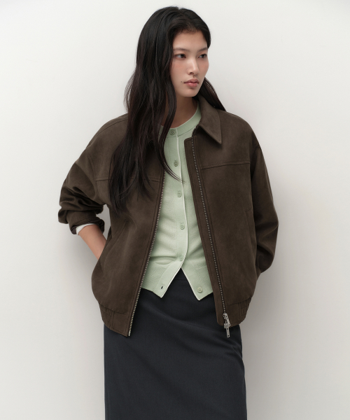 무신사 스탠다드 우먼() 우먼즈 신세틱 스웨이드 블루종 재킷 [다크 브라운] 상품 이미지