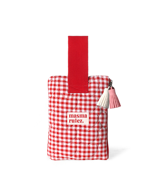 Strap pouch_Heart check Red