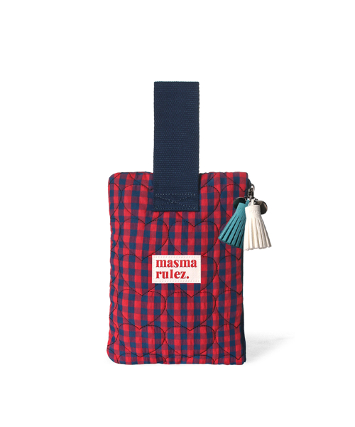 Strap pouch_Heart check Navy
