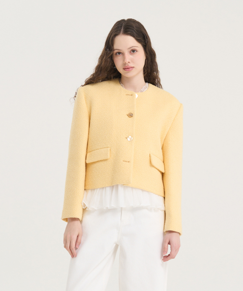 Твидовый кроп-жакет Crave - Yellow