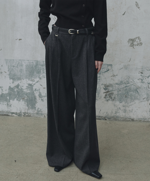 Классические шерстяные широкие брюки_Charcoal Grey