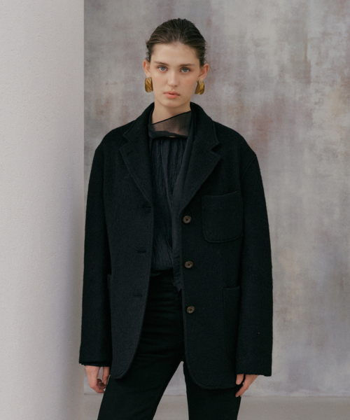Куртка-пальто FW Kani из пушистой альпаки Black