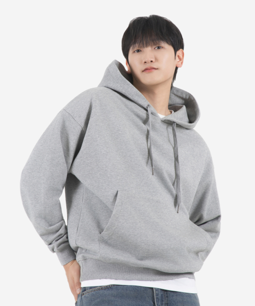Плотное оверсайз худи 390g (MELANGE GREY)