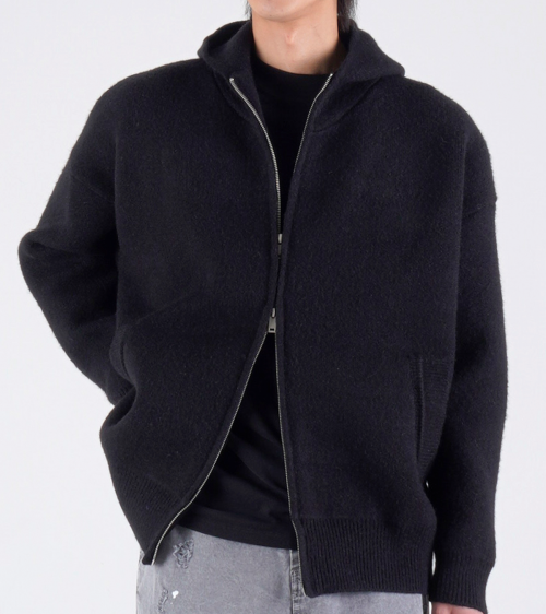 Базовый кардиган на молнии с капюшоном (Black)