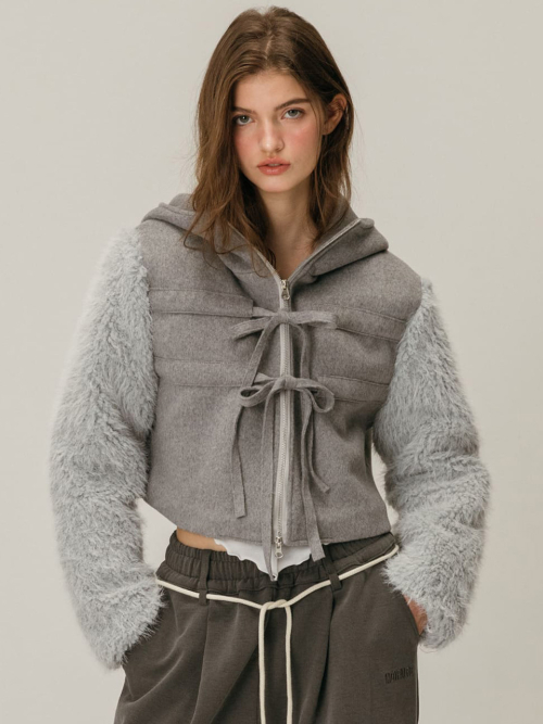 SHEARLING WOOL COAT / серый