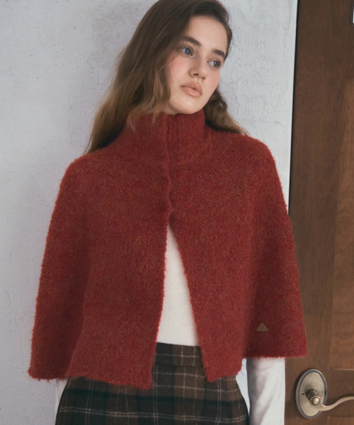 Woolberry Cape Knit_Berry Red(OC25-KN27)