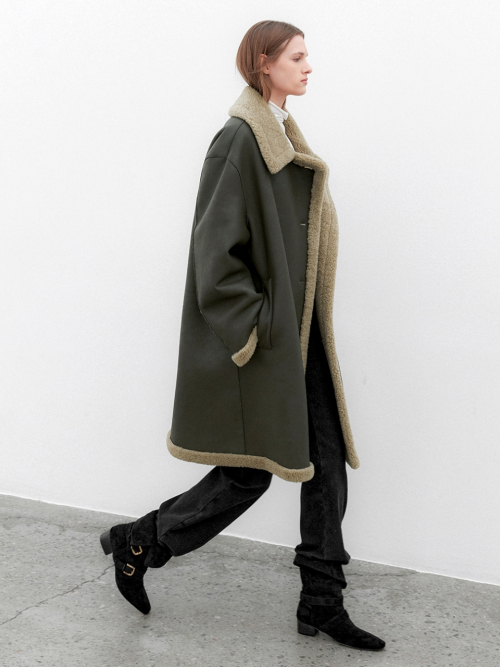 (CT-1476)CALM REVERSIBLE HALF COAT MUSTANG