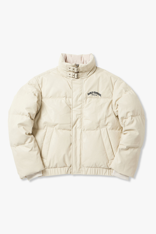 Пуховик из экокожи с высоким горлом Cream HH16104001