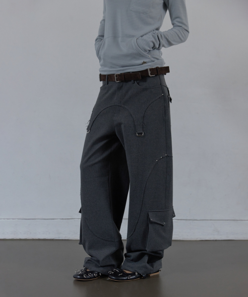 WESTERN STUDDED SLACKS / угольный