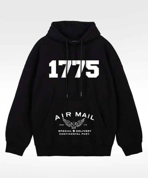 Оверсайз худи Airmail со спущенным плечом_Black