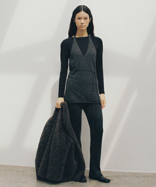 WOOL HALTER KNIT TOP_2COLOR