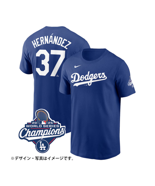 파나틱스() NIKE Dodgers Theoscar Hernandez World Series 2025 Winner Name and Number Uniform Number T-Shirt Blue 상품 이미지