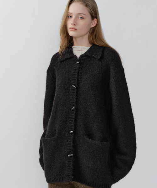 шерстяной TOGGLE REVERSIBLE KNIT COAT, BLACK