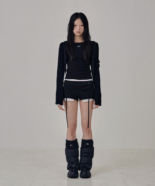 사일프레이(41PRAY) Knit Hoodie Bolero Cardigan / Black - 사이즈