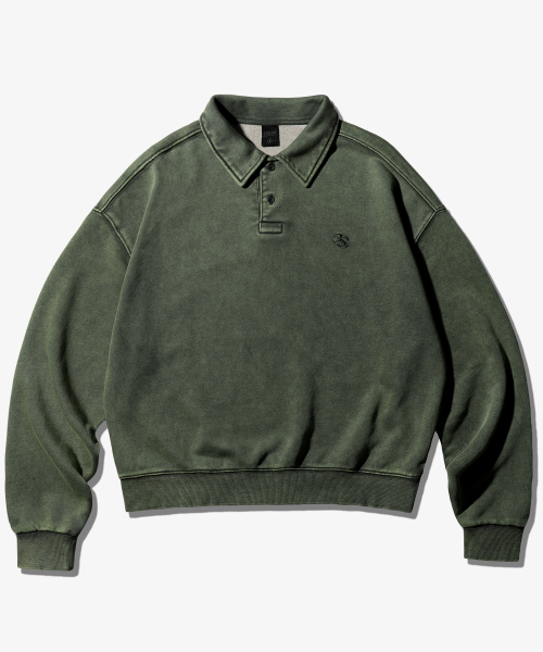 Свитшот с пигментным окрасом и воротником Ez Khaki SJMT6917
