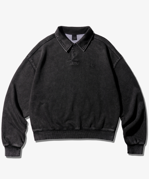 Свитшот-поло с пигментным окрашиванием Dark Gray SJMT6917