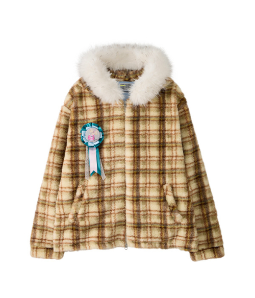 Check Fur Hood Jumper