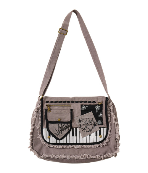 Damage Washed Cross Bag_Charcoal