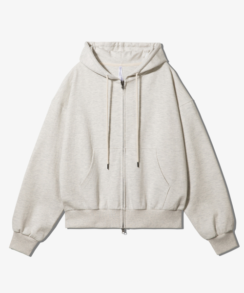Оверсайз худи на молнии Double Jersey_Oatmeal