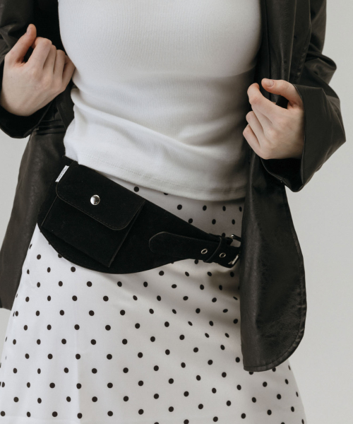 SUEDE POCKET BELT BAG_BLACK