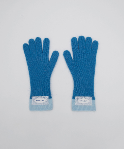 LACE LABEL TWO-TONE GLOVES BLUE