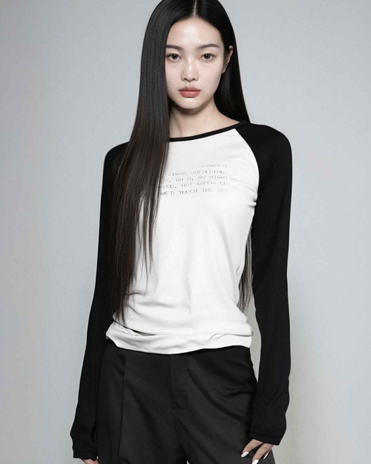 Drowning Loose Fit Raglan Long Sleeve Beige