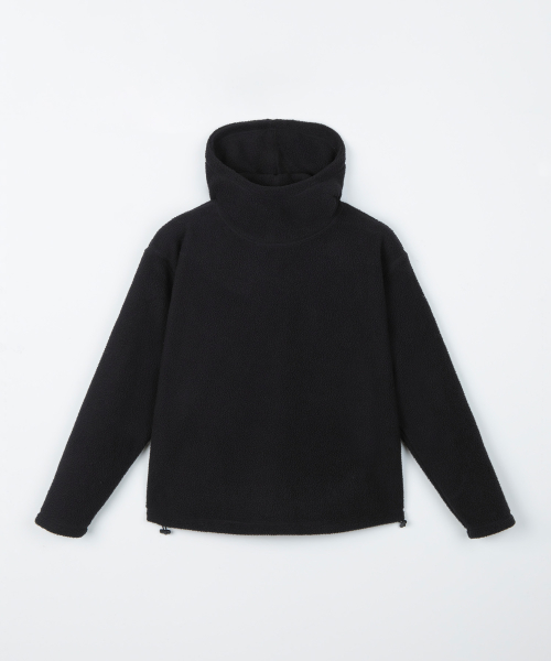Fleece hooded t-shirt / BLACK