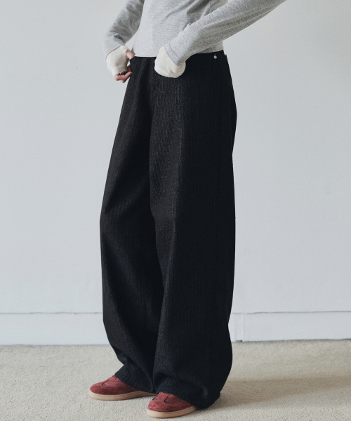 Fleece Non-fade Wide Denim брюки (Black)