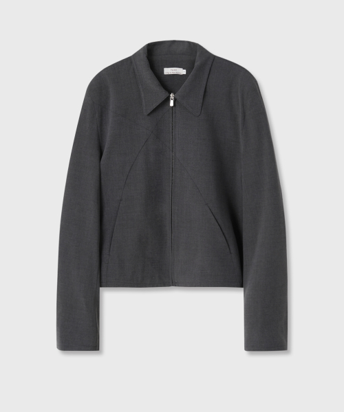 Line crop jacket (charcoal gray)