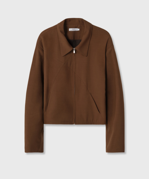 Line crop jacket (brown)
