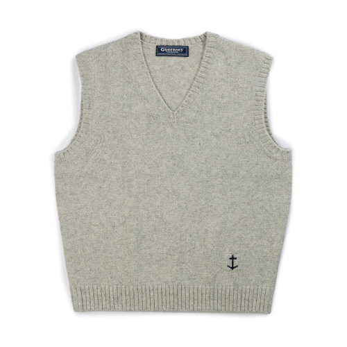 Жилет из шерсти шетланд с V-вырезом - Light Gray