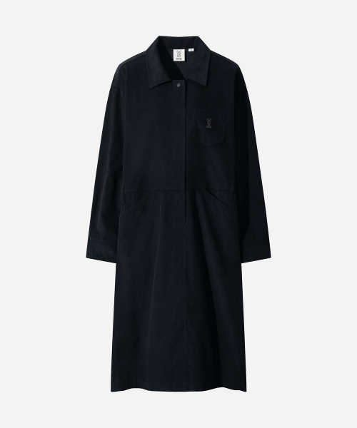 여성) 코듀로이 셔츠 원피스(NAVY)