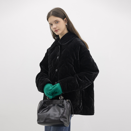 WD_чёрный velvet elegant coat