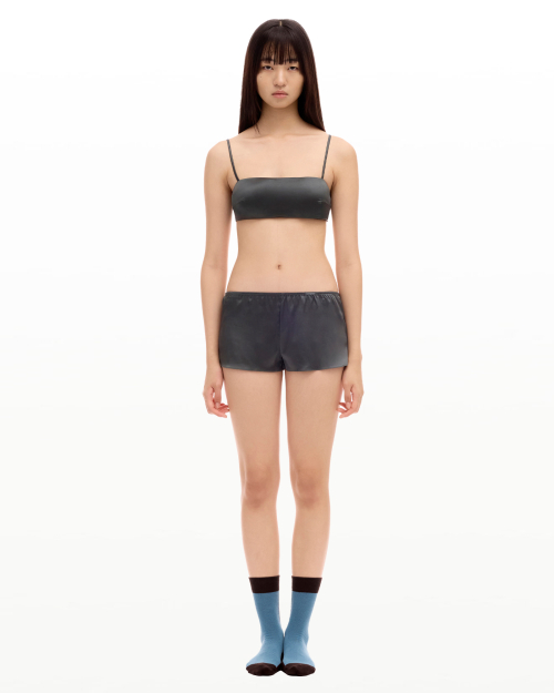 love silk bralette & boy shorts set deep forest
