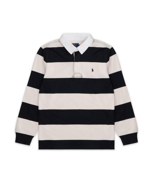 폴로 랄프 로렌 칠드런() 스트라이프 코튼 저지 럭비 셔츠-내추럴 상품 이미지