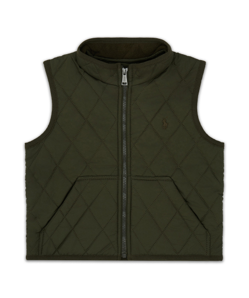 폴로 랄프 로렌 칠드런() 플리스 라인 퀼트 베스트-다크 그린 상품 이미지